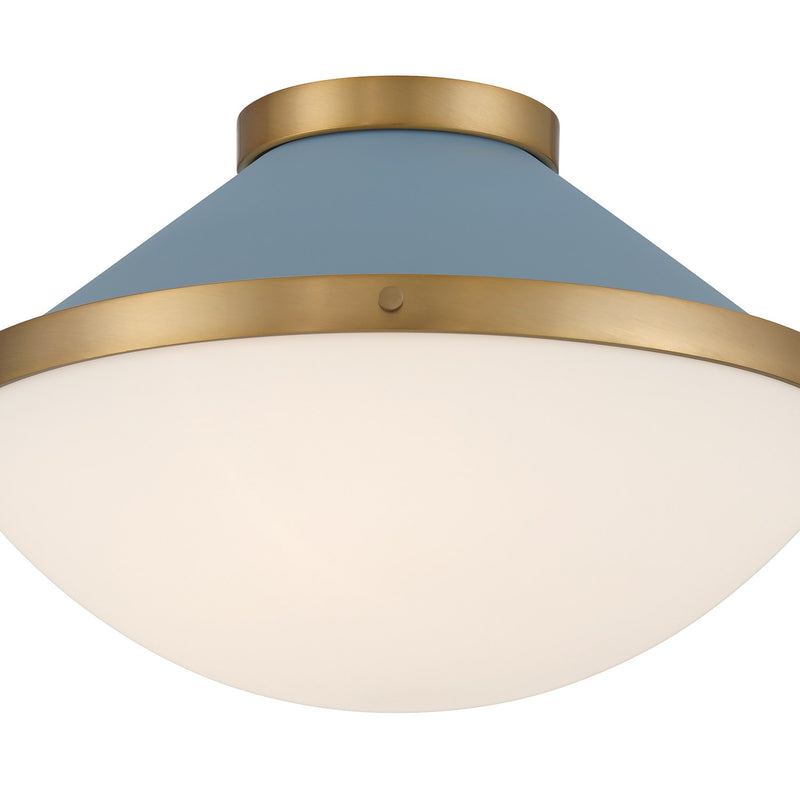 Xander 2 Light 16.25" Flush Mount in Vibrant Gold + Blue