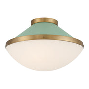 Xander 2 Light 16.25" Flush Mount in Vibrant Gold + Green