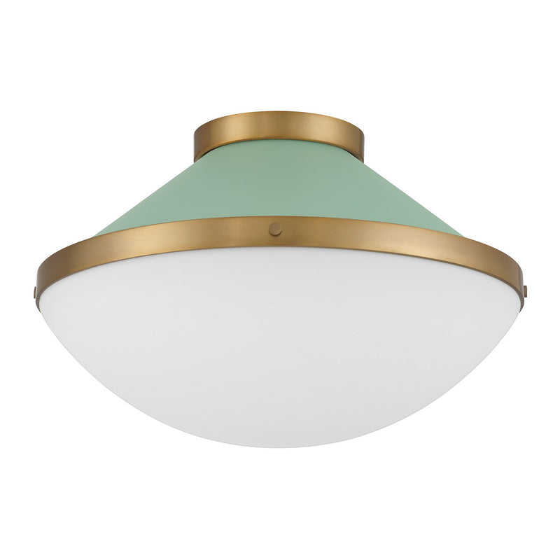 Xander 2 Light 16.25" Flush Mount in Vibrant Gold + Green