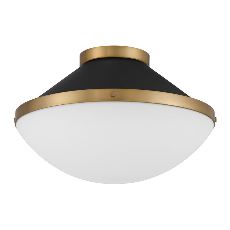 Xander 2 Light 16.25" Flush Mount in Vibrant Gold + Matte Black