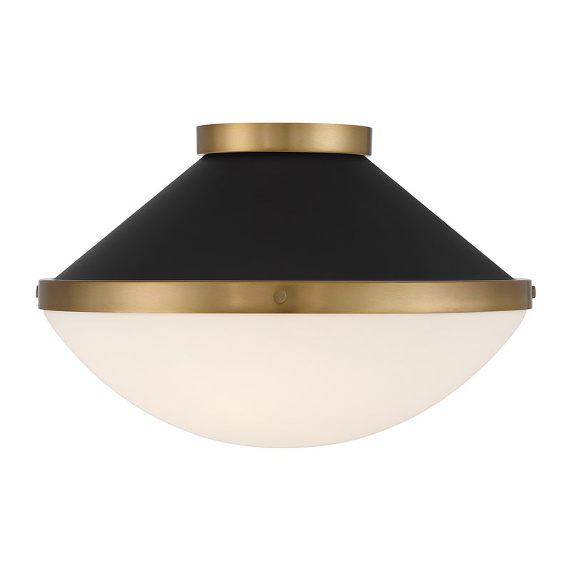 Xander 2 Light 16.25" Flush Mount in Vibrant Gold + Matte Black