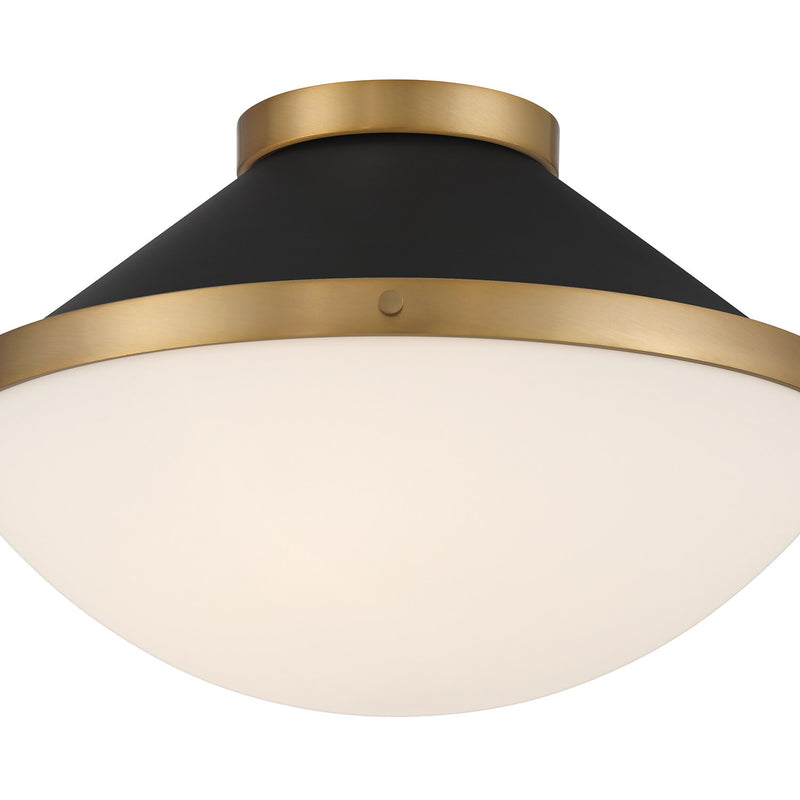 Xander 2 Light 16.25" Flush Mount in Vibrant Gold + Matte Black