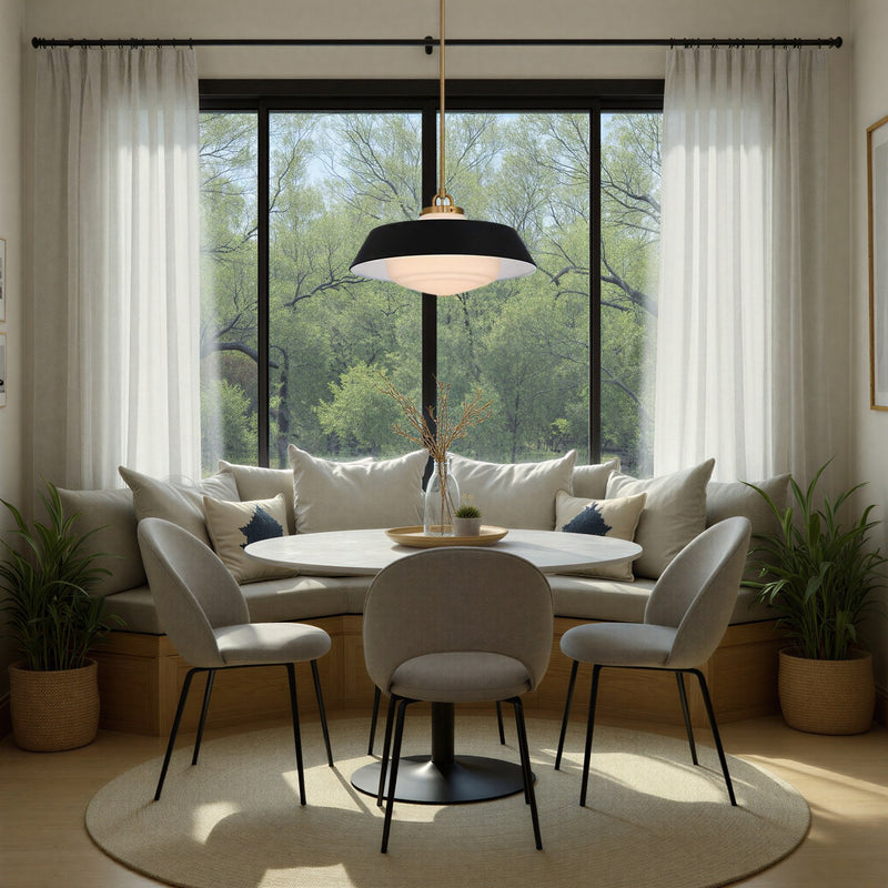 Xander 3 Light 20" Pendant in Vibrant Gold + Matte Black in a room setting