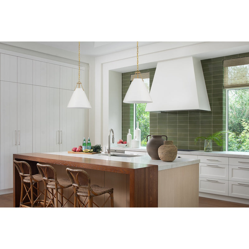 Xavier 3 Light 16" Pendant in Vibrant Gold in a room setting