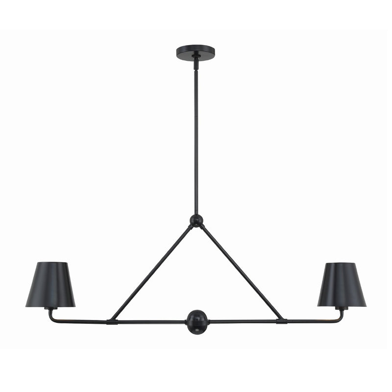 Xavier 2 Light 42" Linear Chandelier in Matte Black
