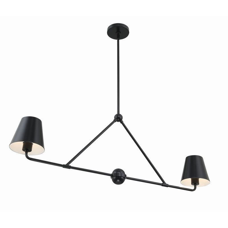 Xavier 2 Light 42" Linear Chandelier in Matte Black