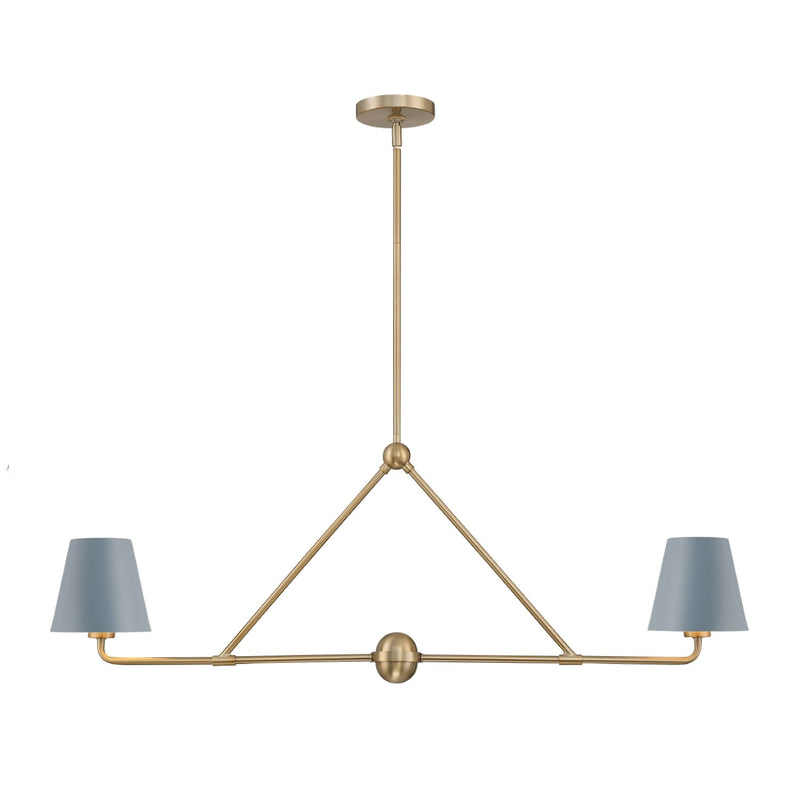 Xavier 2 Light 42" Linear Chandelier in Vibrant Gold
