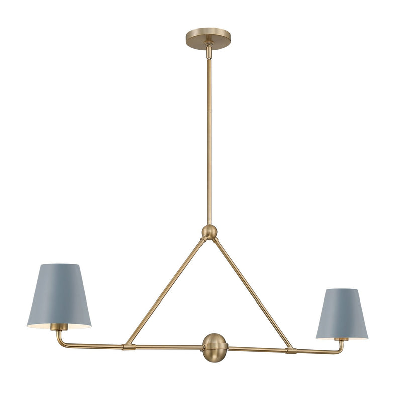 Xavier 2 Light 42" Linear Chandelier in Vibrant Gold