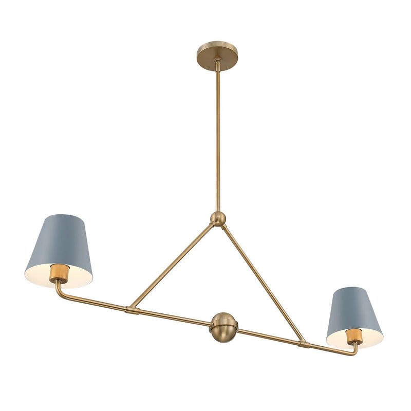 Xavier 2 Light 42" Linear Chandelier in Vibrant Gold