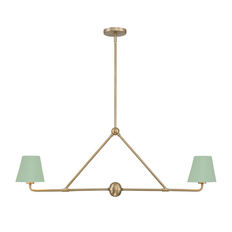 Xavier 2 Light 42" Linear Chandelier in Vibrant Gold