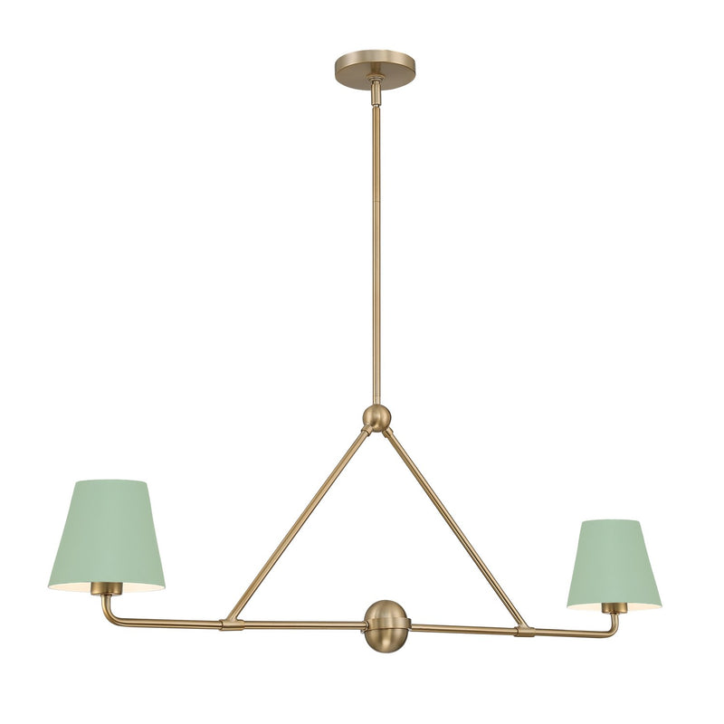 Xavier 2 Light 42" Linear Chandelier in Vibrant Gold