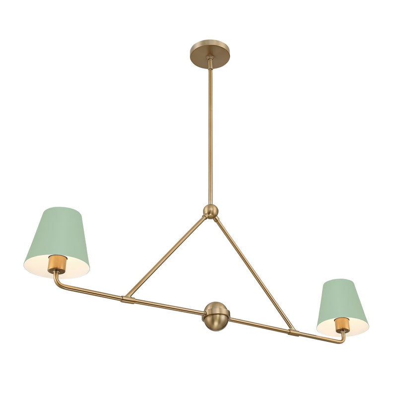 Xavier 2 Light 42" Linear Chandelier in Vibrant Gold
