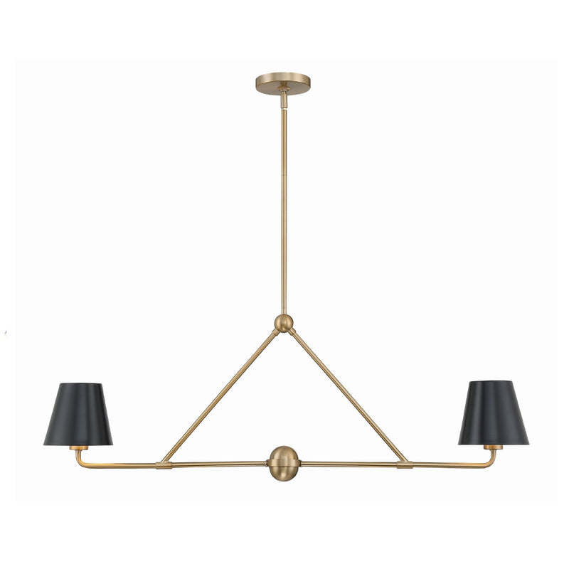 Xavier 2 Light 42" Linear Chandelier in Vibrant Gold