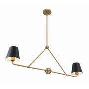 Xavier 2 Light 42" Linear Chandelier in Vibrant Gold
