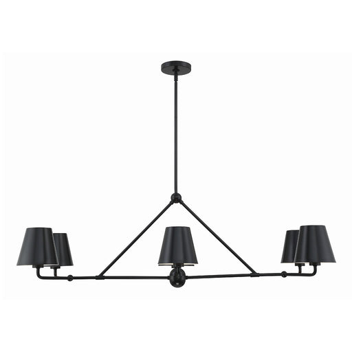 Xavier 6 Light 46" Linear Chandelier in Matte Black