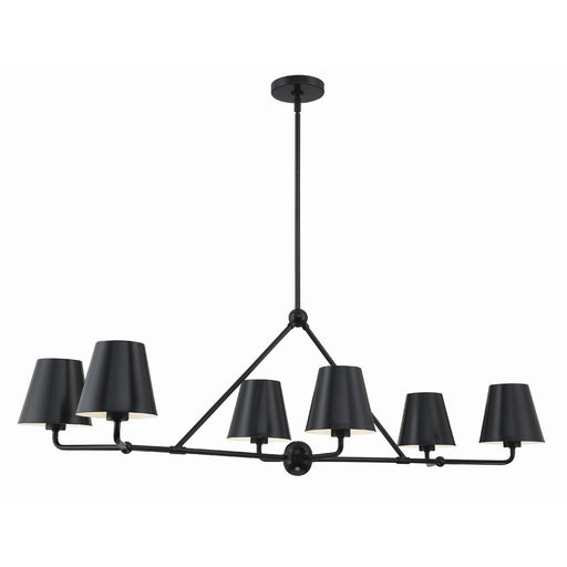 Xavier 6 Light 46" Linear Chandelier in Matte Black