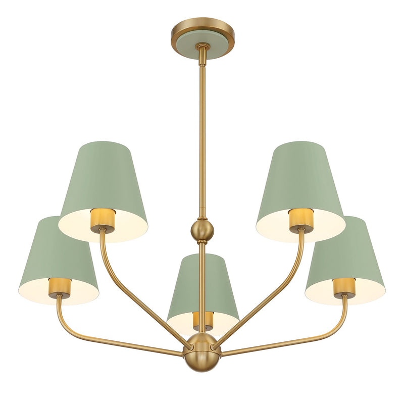 Xavier 5 Light 28" Chandelier in Vibrant Gold