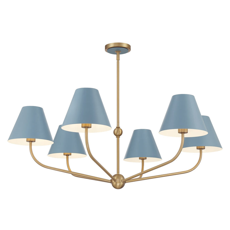 Xavier 6 Light 40" Chandelier in Vibrant Gold