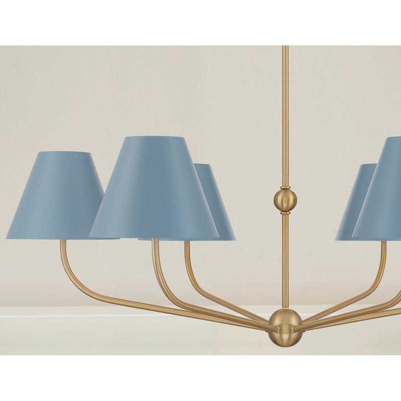 Xavier 6 Light 40" Chandelier in Vibrant Gold in a room setting