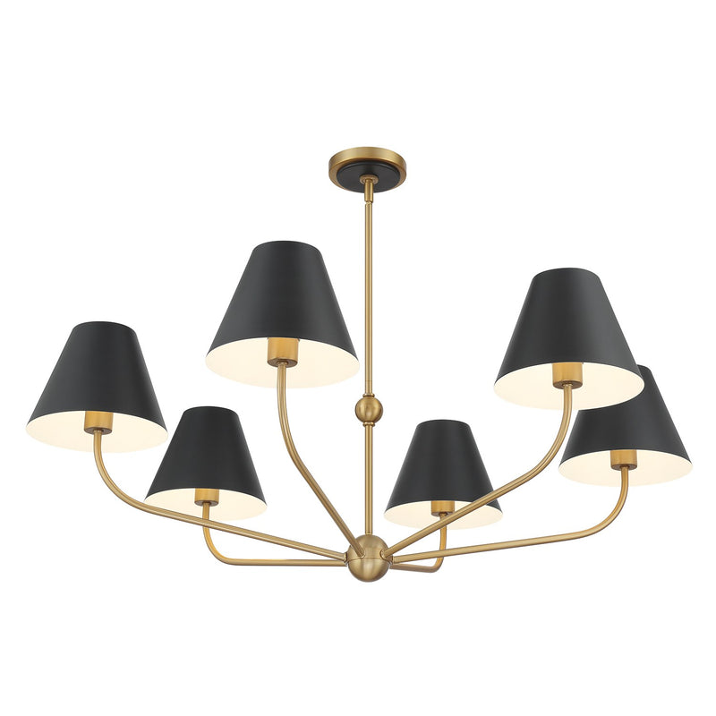 Xavier 6 Light 40" Chandelier in Vibrant Gold