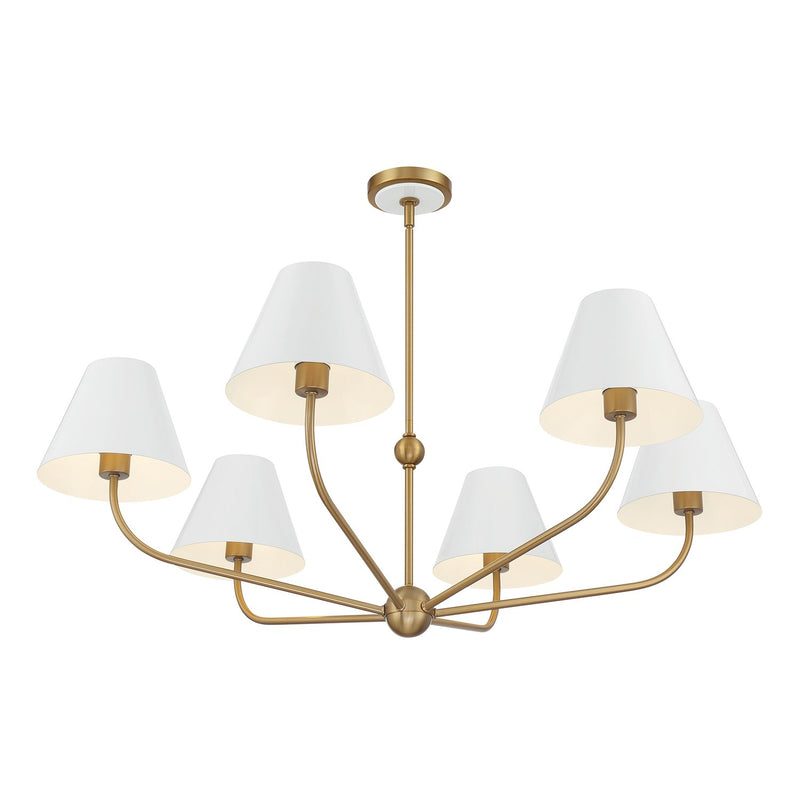 Xavier 6 Light 40" Chandelier in Vibrant Gold