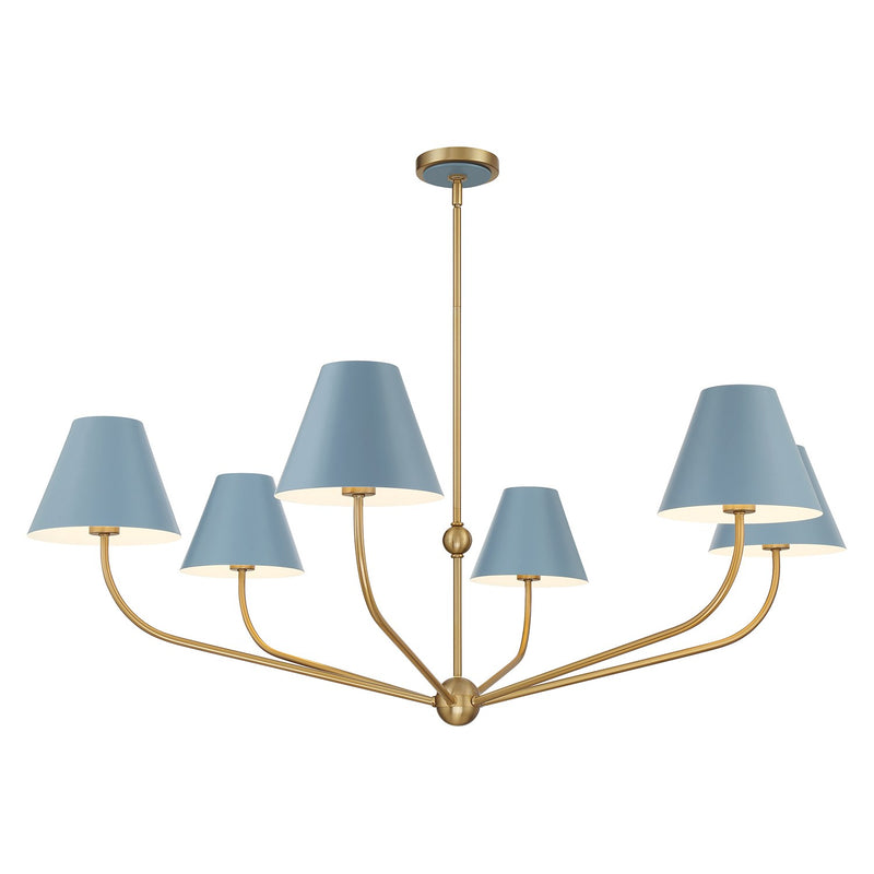 Xavier 6 Light 48" Chandelier in Vibrant Gold