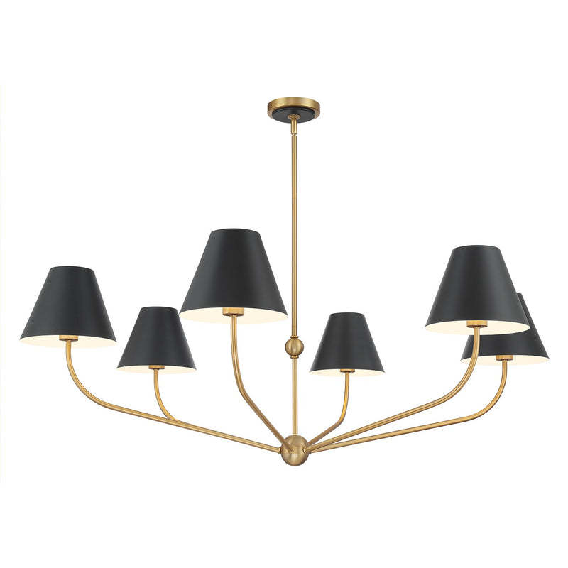 Xavier 6 Light 48" Chandelier in Vibrant Gold
