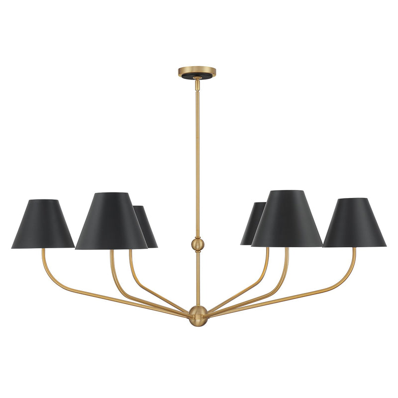 Xavier 6 Light 48" Chandelier in Vibrant Gold