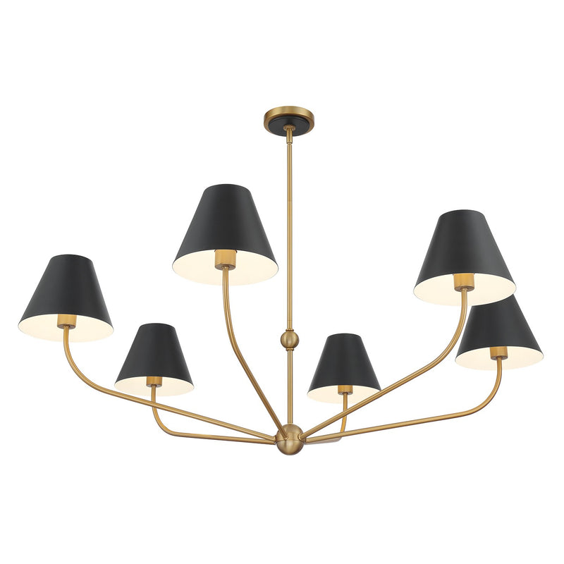 Xavier 6 Light 48" Chandelier in Vibrant Gold