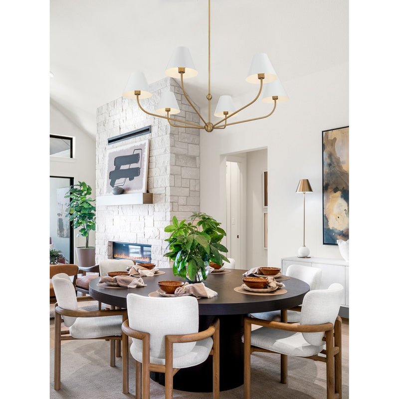 Xavier 6 Light 48" Chandelier in Vibrant Gold in a room setting