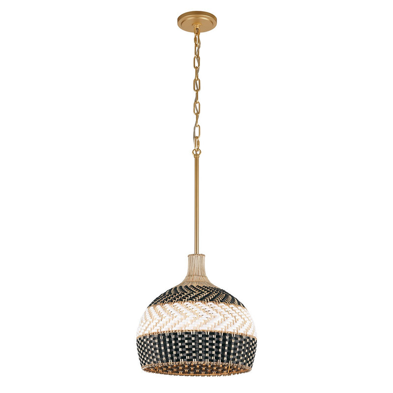 Zanzibar 3 Light 14" Pendant in Soft Gold + Matte Black