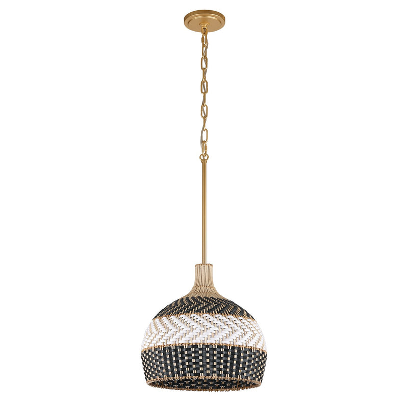 Zanzibar 3 Light 14" Pendant in Soft Gold + Matte Black