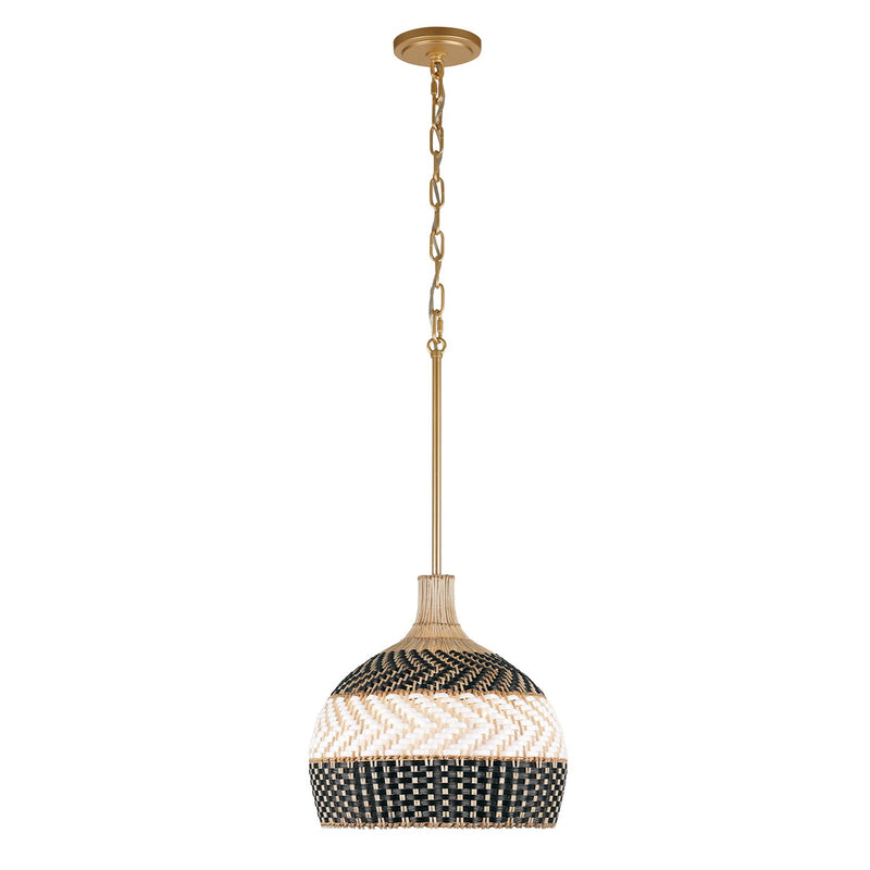 Zanzibar 3 Light 14" Pendant in Soft Gold + Matte Black