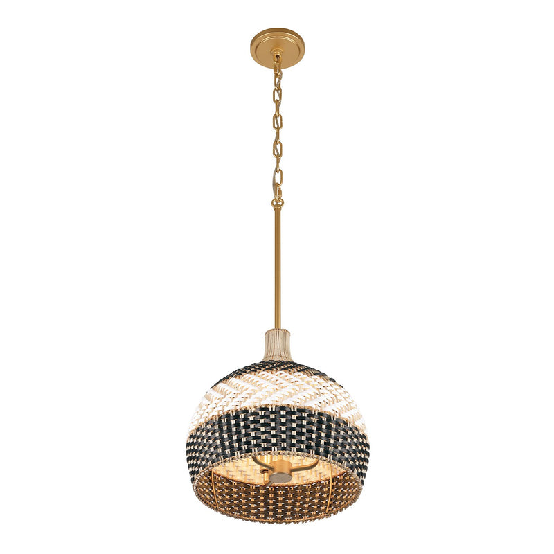Zanzibar 3 Light 14" Pendant in Soft Gold + Matte Black