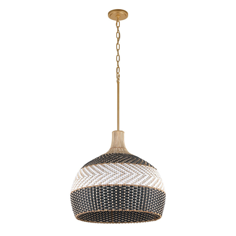 Zanzibar 5 Light 21" Pendant in Soft Gold + Matte Black