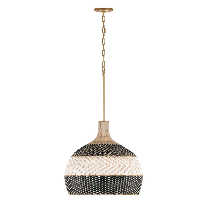 Zanzibar 5 Light 21" Pendant in Soft Gold + Matte Black