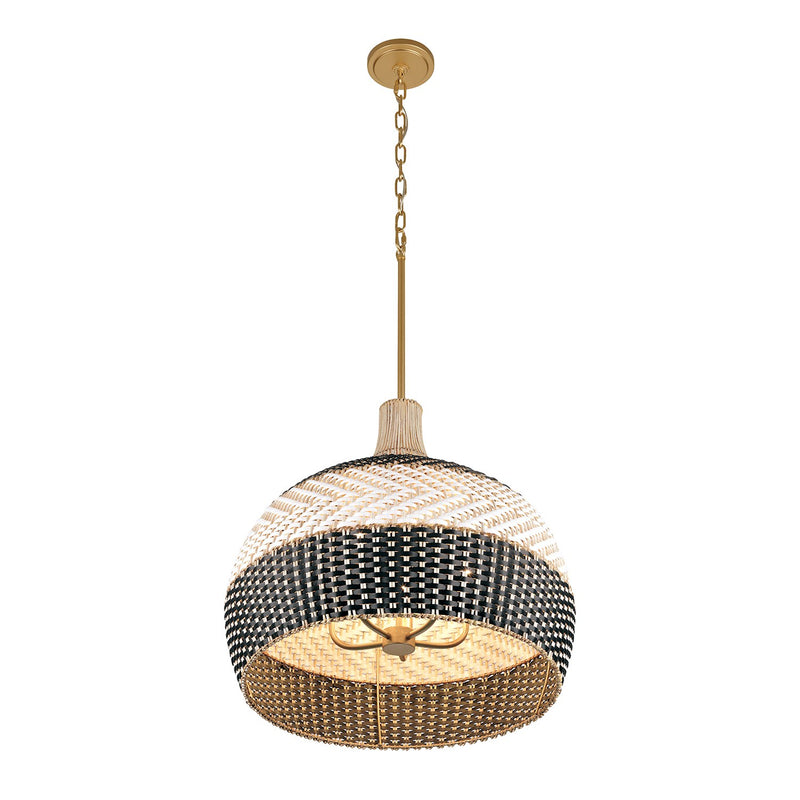 Zanzibar 5 Light 21" Pendant in Soft Gold + Matte Black