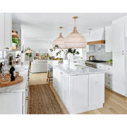 Zanzibar 5 Light 21" Pendant in Soft Gold in a room setting
