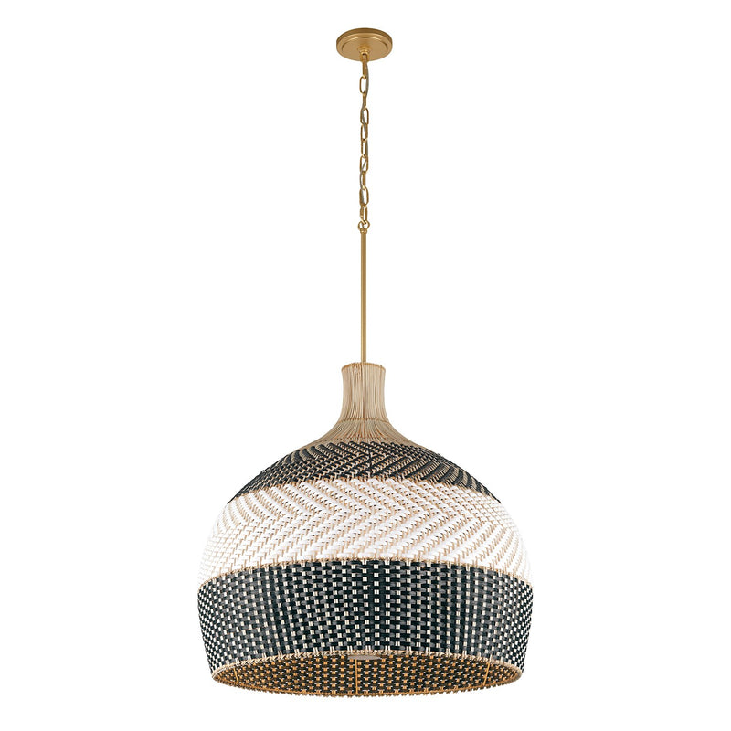 Zanzibar 6 Light 26" Pendant in Soft Gold + Matte Black