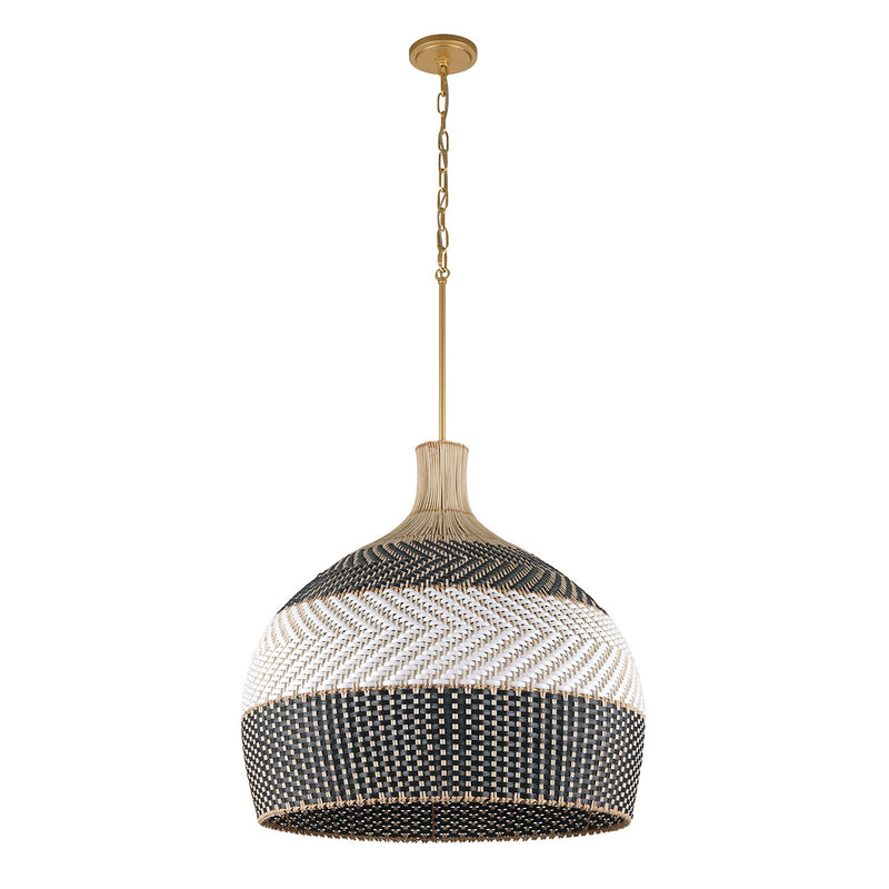 Zanzibar 6 Light 26" Pendant in Soft Gold + Matte Black