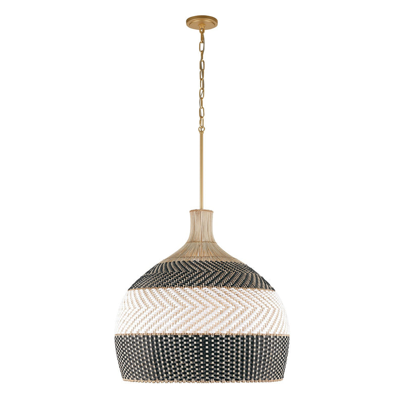 Zanzibar 6 Light 26" Pendant in Soft Gold + Matte Black