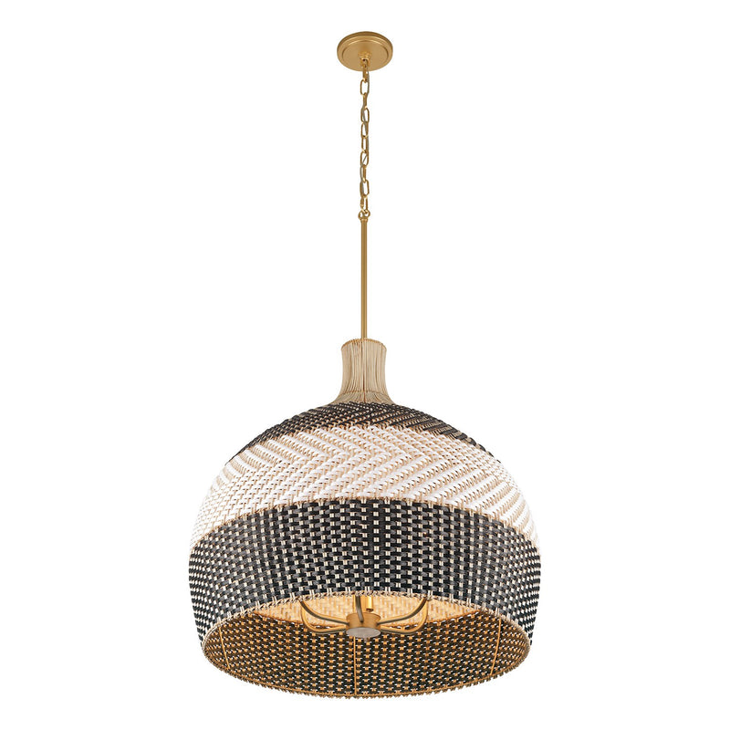 Zanzibar 6 Light 26" Pendant in Soft Gold + Matte Black
