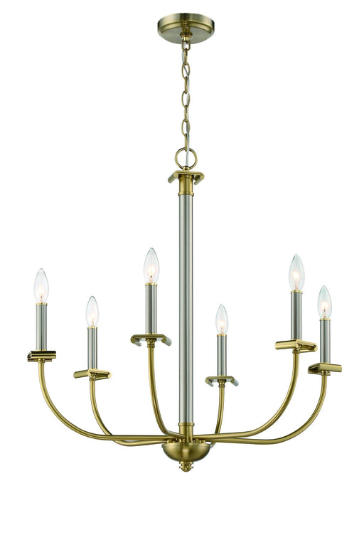 Stanza 6 Light 26" Chandelier in Brushed Polished Nickel/Satin Brass