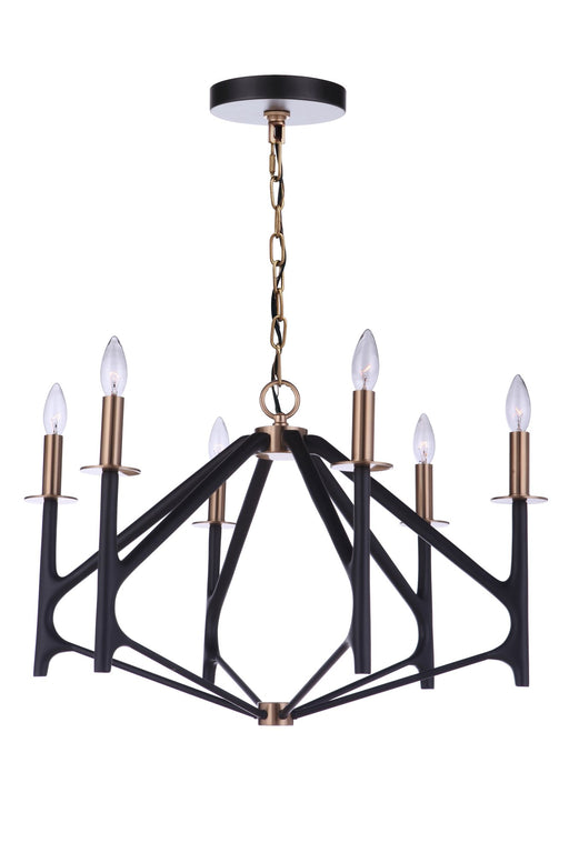 The Reserve 6 Light 26.63" Chandelier in Flat Black/Satin Brass