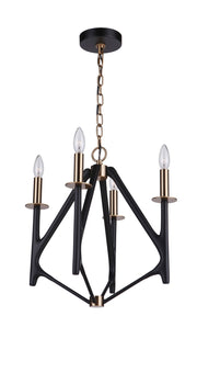 The Reserve 4 Light 17.5" Chandelier in Flat Black/Satin Brass