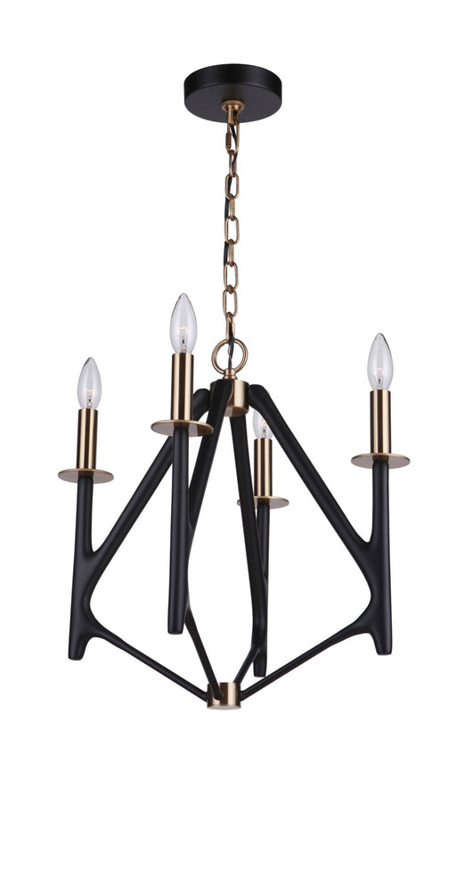 The Reserve 4 Light 17.5" Chandelier in Flat Black/Satin Brass