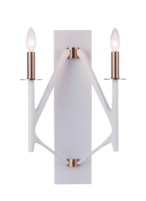 The Reserve 2 Light 13.25" Wall Sconce in Matte White / Satin Brass