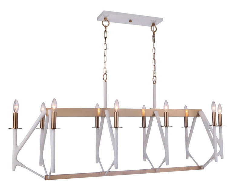 The Reserve 10 Light 16.5" Island in Matte White / Satin Brass