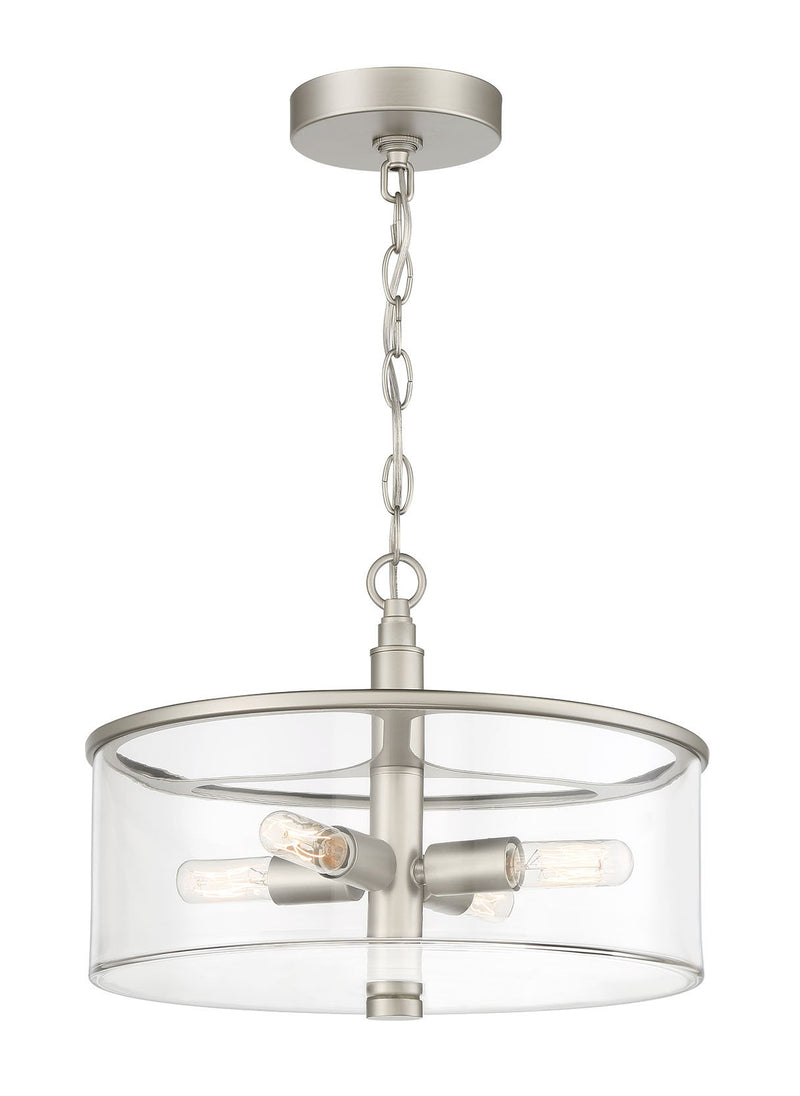 Hailie 4 Light 14.13" Convertible Semi Flush in Satin Nickel