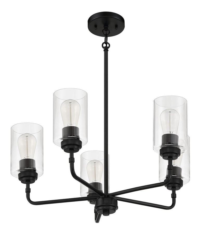 Stowe 5 Light 23" Chandelier in Flat Black
